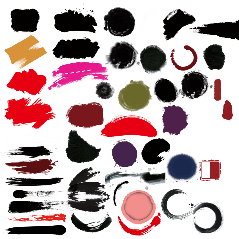 中国风水墨彩色水彩笔触毛笔笔刷