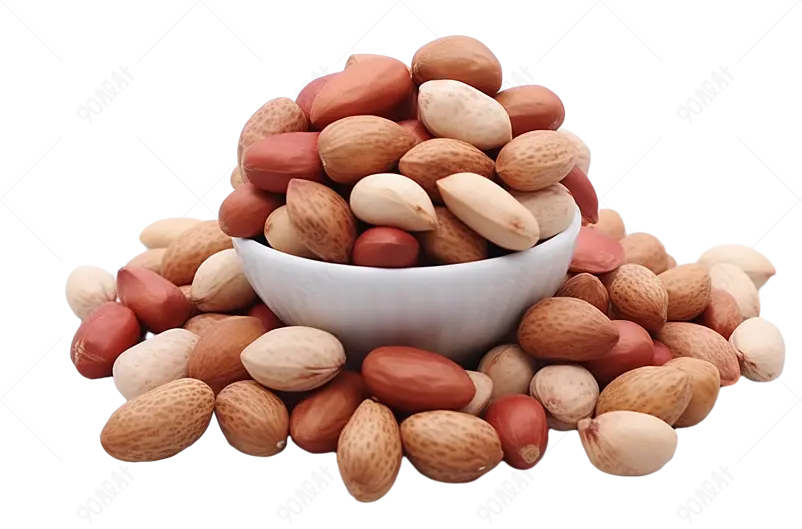 黄灰色白瓷碗中坚果零食美食小吃元素 