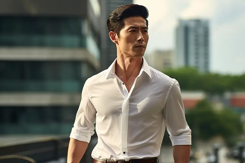穿短袖衬衫的商务男士