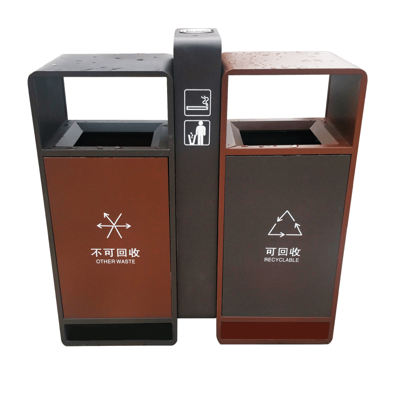 垃圾桶路边公共设施垃圾存放方形棕灰色