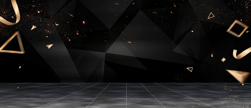 黑色炫彩悬浮彩带几何体机械器材直通车背景