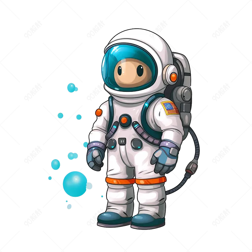 航空宇航员卡通人物插画手绘月球星空