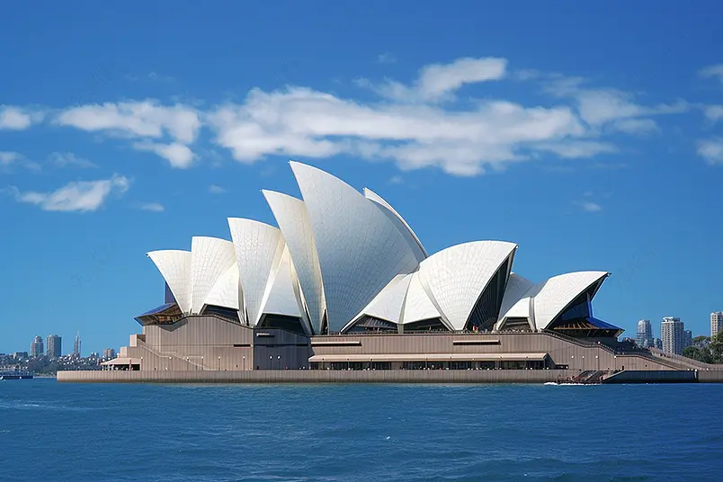风景风光大气旅游风景区出游清晰的摄影图高清的图片海报设计背景广告设计素材元素蓝天白云海上建筑澳洲悉尼歌剧院景色