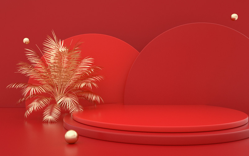 C4D大气2021年新年红色海报背景