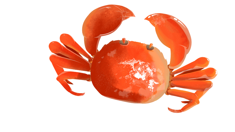 吃蟹季螃蟹手绘插画红色大闸蟹PNG