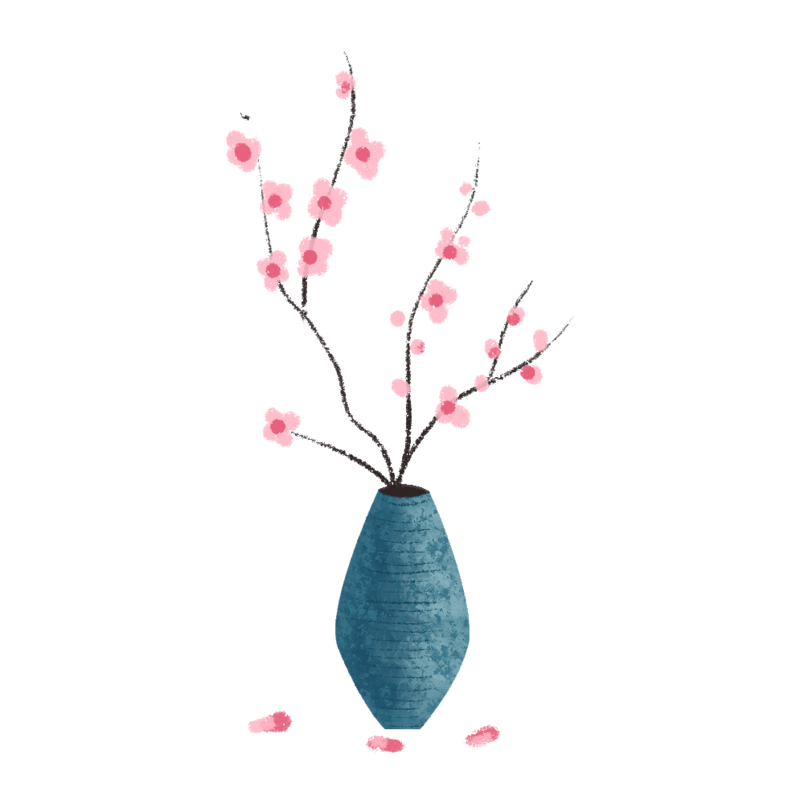 母亲节表白节深色花瓶粉色梅花装饰