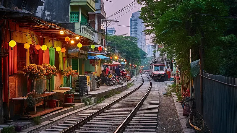 广告设计素材元素越南城市火车轨道