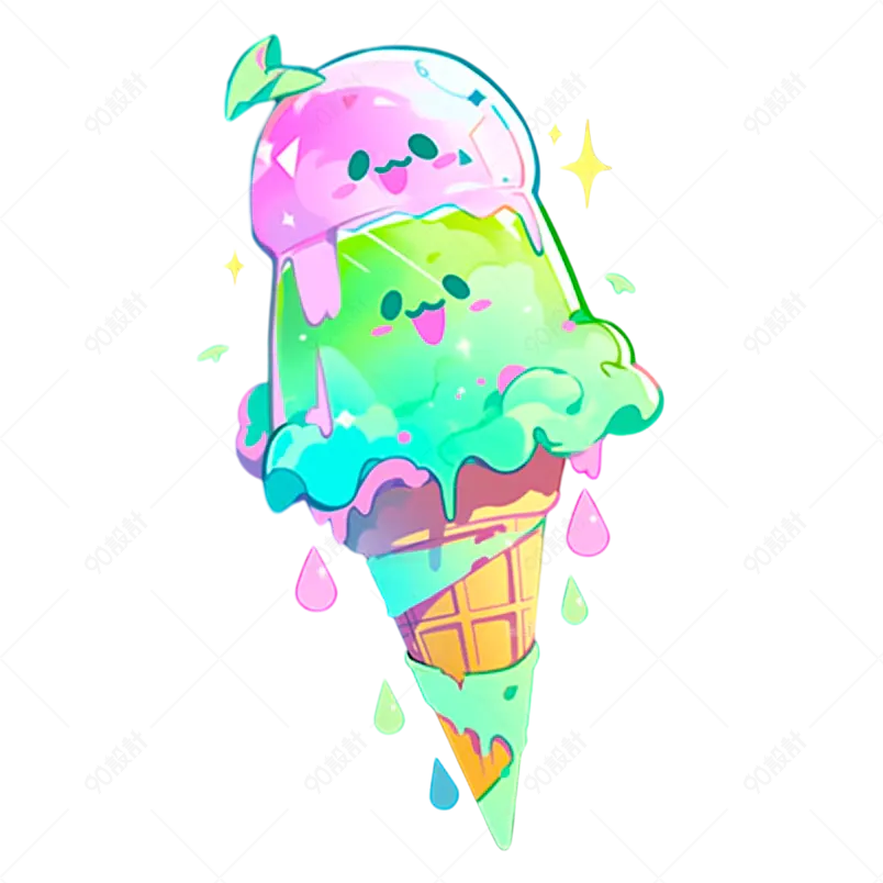 夏季多巴胺冰淇淋甜筒免扣素材元素