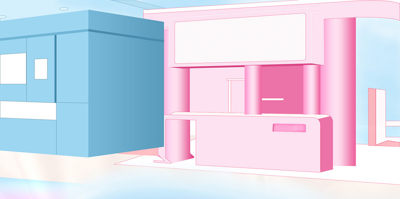 蓝色粉色撞色拼接c4d家居用品海报背景