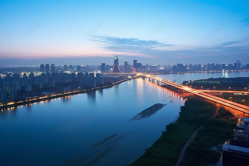 高清的图片海报设计背景广告设计素材元素城市建筑夜景南昌城市风景河流天空