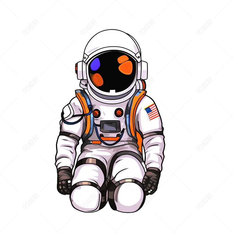 可爱宇航员仰望星空星际宇宙太空月球科技星球手绘图