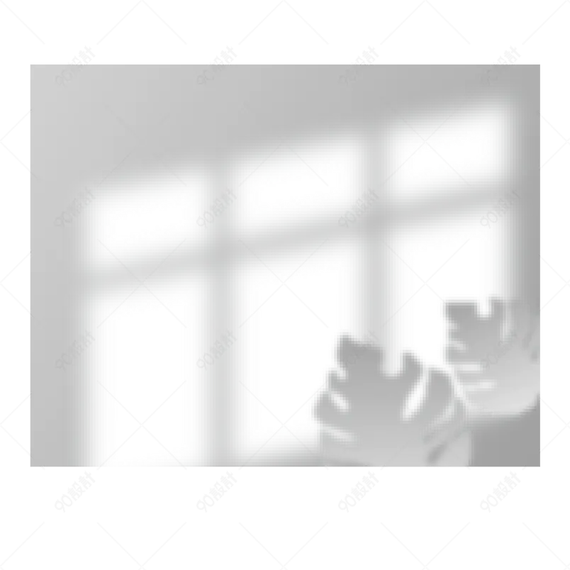 窗户投影灰色渐变窗户树叶投影元素