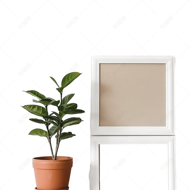 工作室画室绿色植物盆栽直立画框