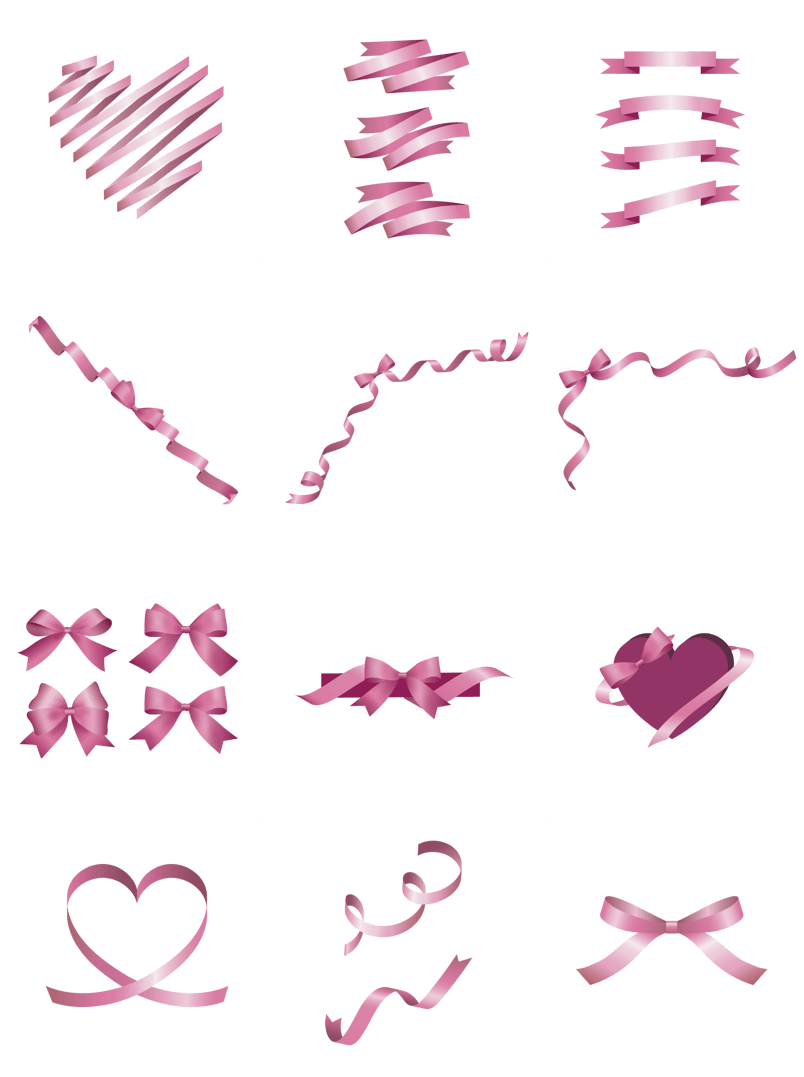 通用节日粉色卡通手绘丝带