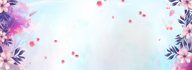 蓝色小清新简约手绘花朵精品女装海报背景图