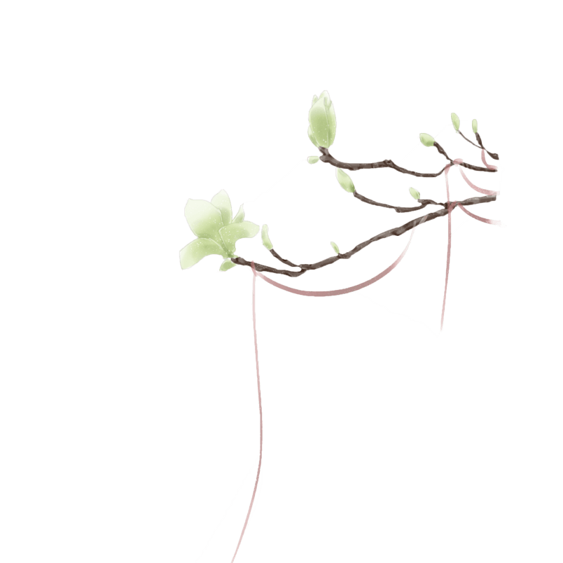 古风素材绿色玉兰丝带