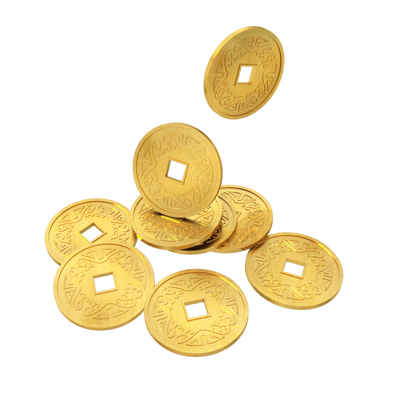 金色钱币C4D中国风金币