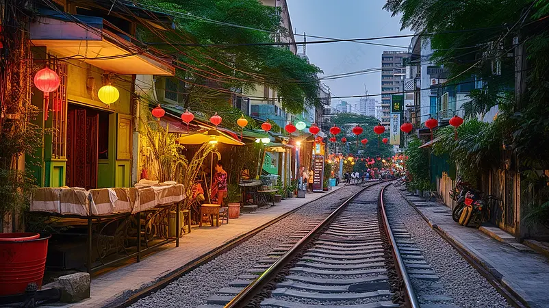 图片海报设计背景广告设计素材元素越南城市火车轨道