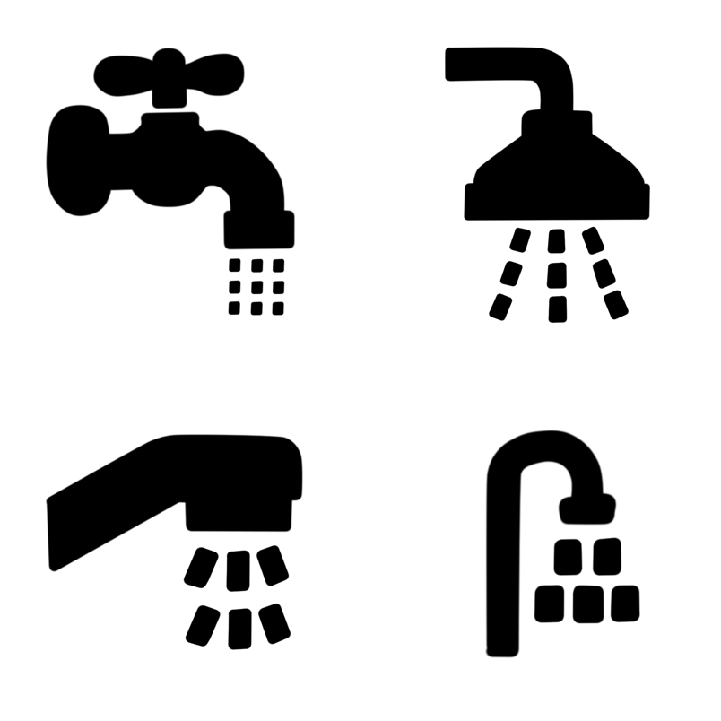 黑白简约水龙头图标元素