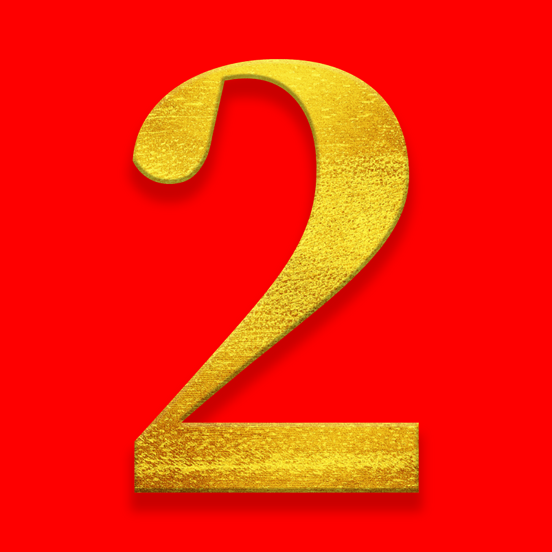数字2金色纹理立体艺术字