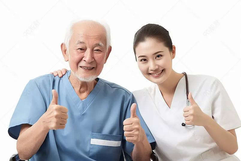 海报设计背景广告设计素材元素护工和老人点赞形象
