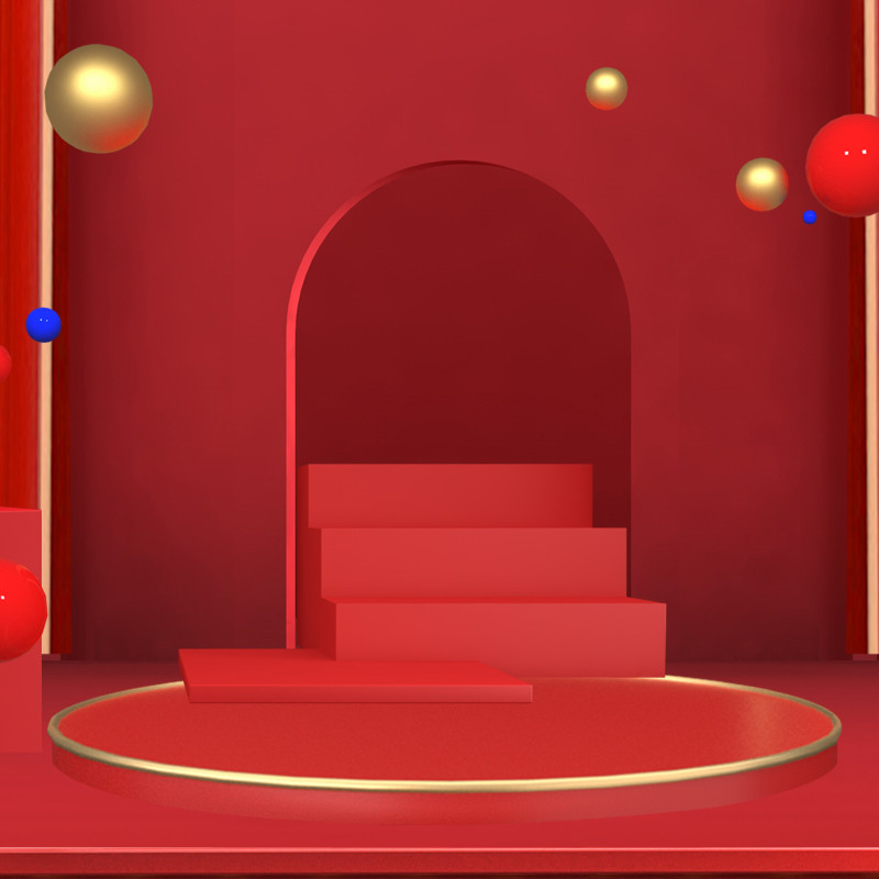 红色C4D立体空间化妆品护肤品直通车背景