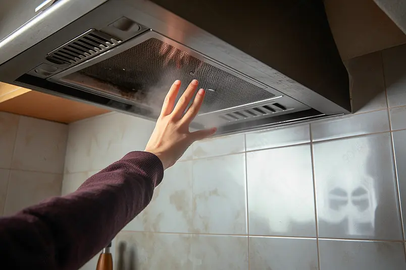 广告设计素材元素上门维修吸油烟机特写