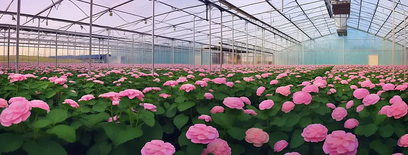 大棚花海盆花基地生命力实拍摄影图