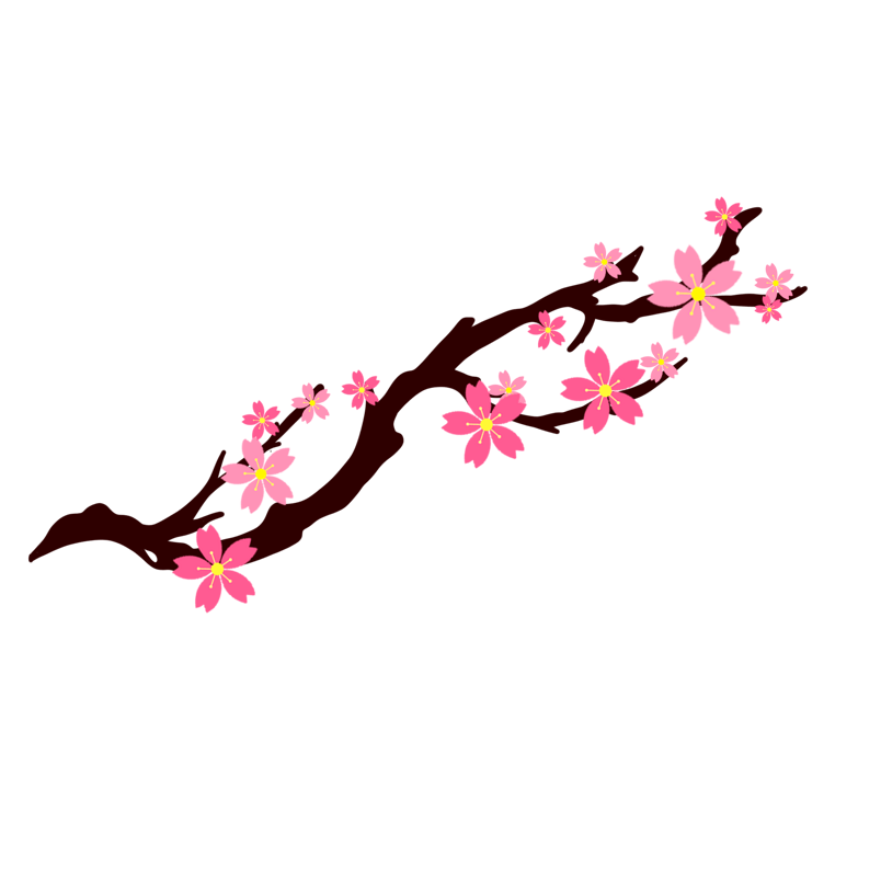 手绘卡通樱花树枝花枝