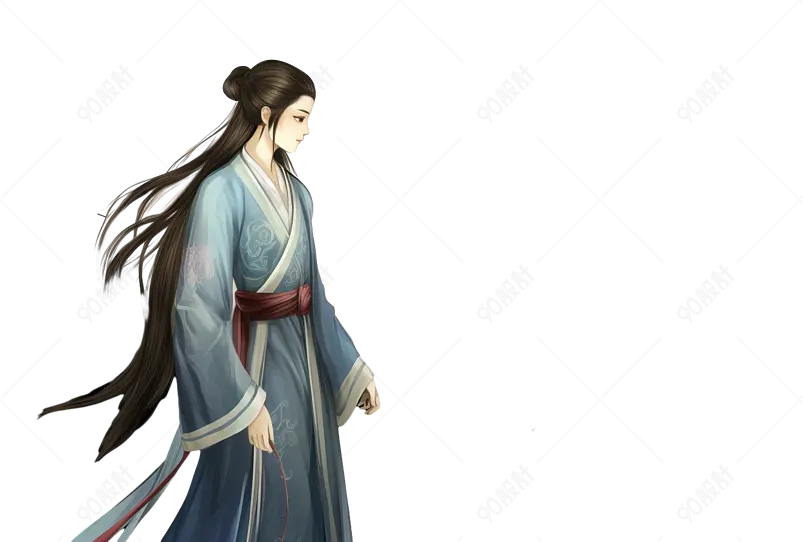 江湖儿女情长大侠古风古装长发插画
