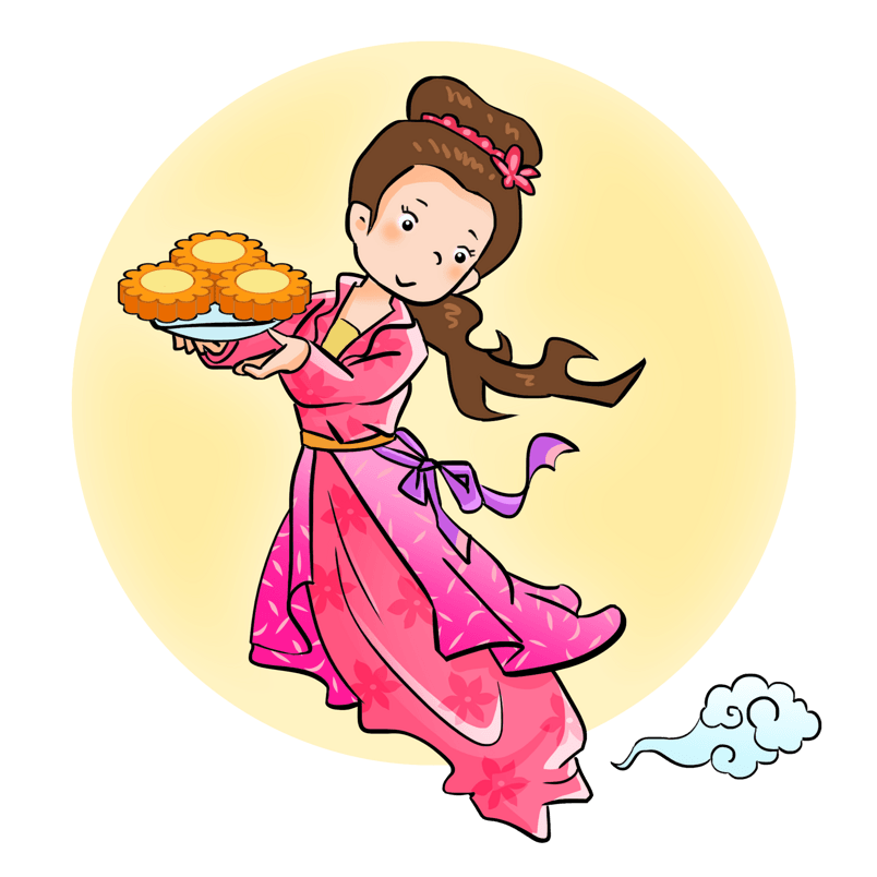 嫦娥端月饼喜迎中秋插画