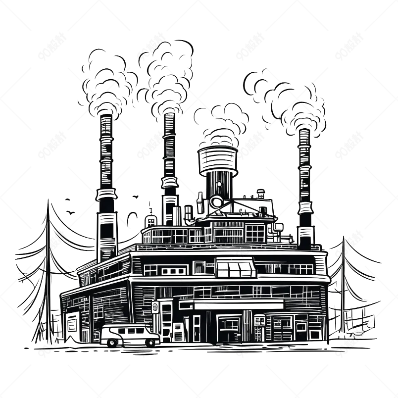 工厂污染核电站绘制图像手绘