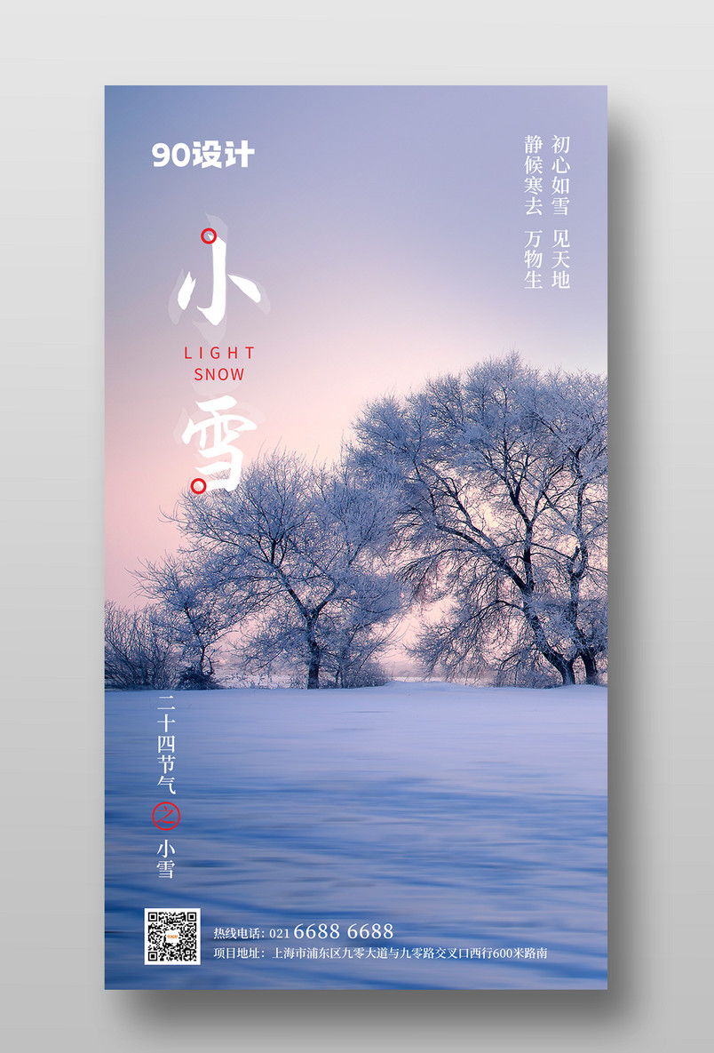 大气节气传统节日中华24节气小雪手机宣传海报