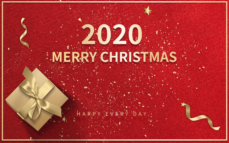 2020圣诞节活动红色背景可编辑图层素材