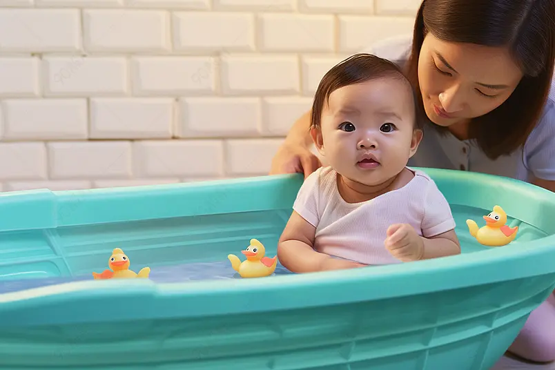 高清的图片海报设计背景广告设计素材元素母婴居家妈妈给宝宝洗澡