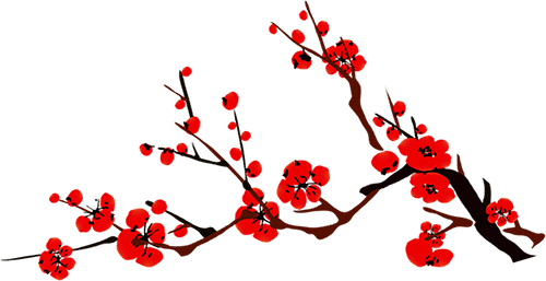 手绘红色梅花