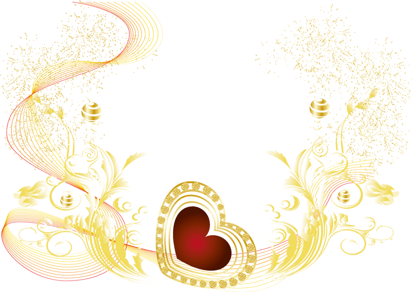 动感金色花纹爱心边框