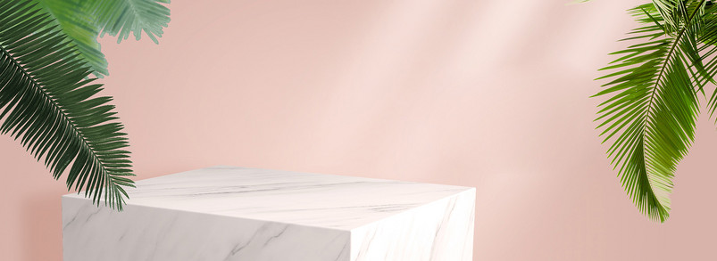 粉红色小清新简约大理石展台化妆品海报背景