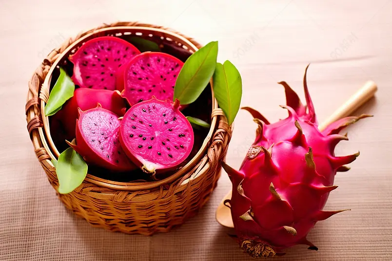 越南红心火龙果夏季水果静物摄影图