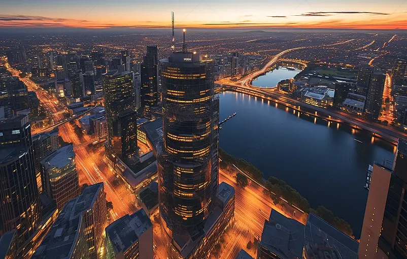 清晰的摄影图高清的图片海报设计背景广告设计素材元素城市夜景澳洲墨尔本俯瞰