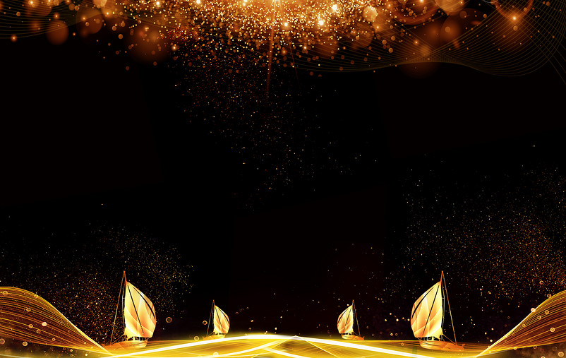 炫彩黑金年会展板背景图片