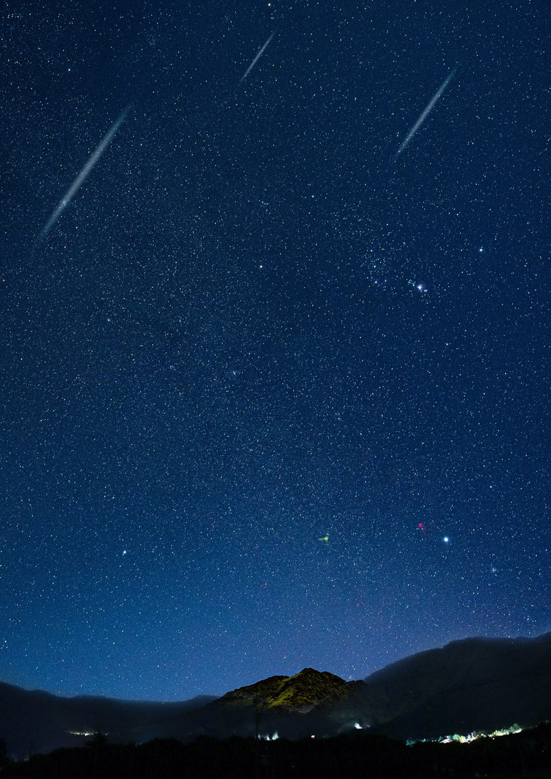星空摄影昼夜流星雨户外广告海报背景设计