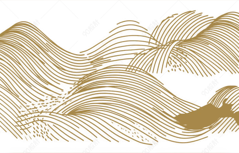金色手绘线描风山丘沙丘山脉走势元素