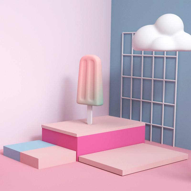 粉色c4d时尚简约几何展台化妆品主图背景