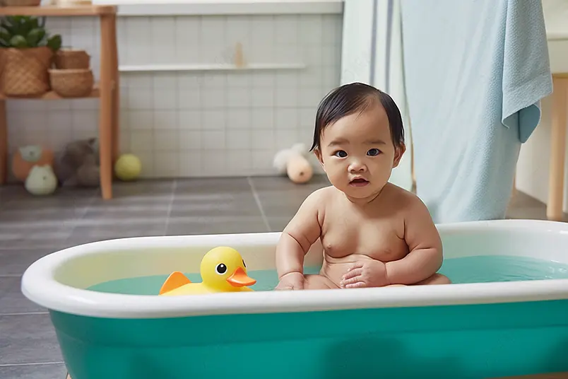 清晰的摄影图高清的图片海报设计背景广告设计素材元素母婴居家妈妈给宝宝洗澡