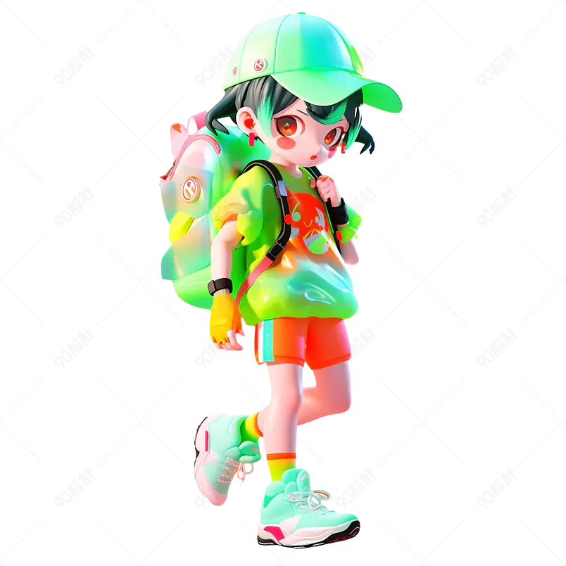 3d立体卡通可爱的夏日洛丽塔女孩