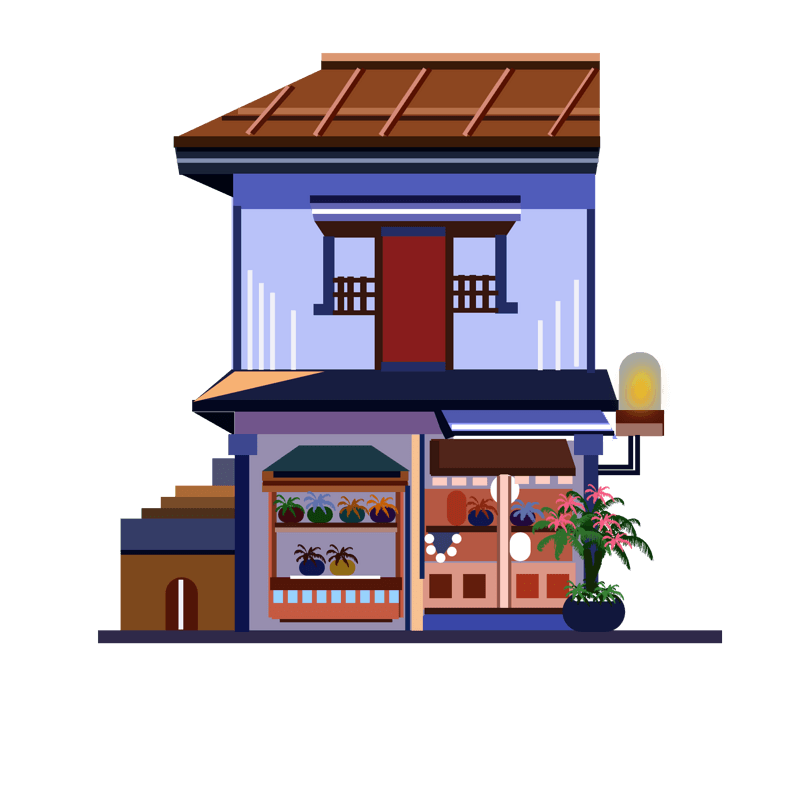 插画类扁平杂货店铺