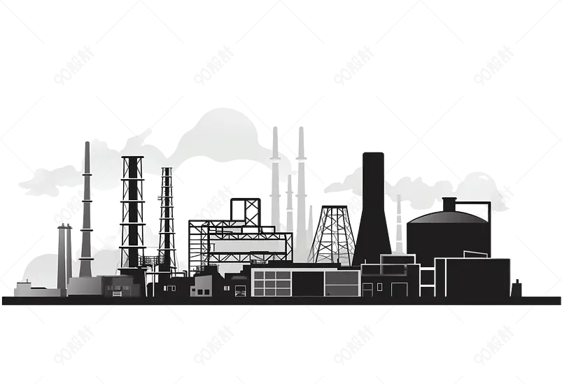 科技建筑工业厂房设计图像剪影插画手绘