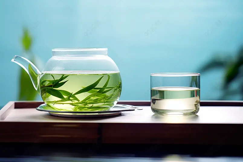 绿茶公道杯茶杯竹叶景深餐饮广告