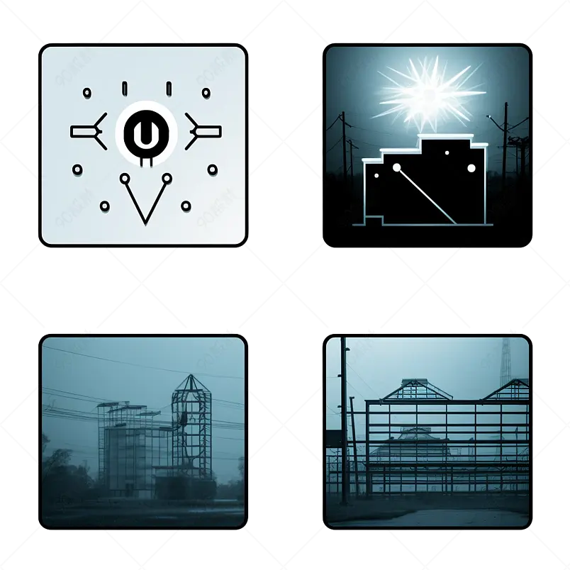 现代集4填充线平色象形文字图像插画